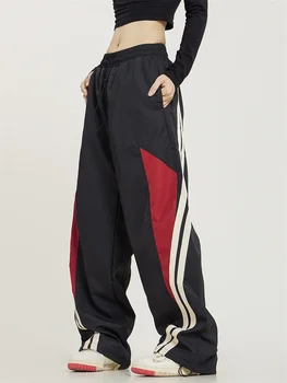 Женские брюки-карго, уличная одежда 2023, осенне-зимние модные спортивные штаны с парашютом, повседневные широкие брюки для бега трусцой на завязках