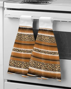 Мексиканские полосы Леопардовый Принт Текстура Кожи Животных Коричневые Полотенца Для Рук Кухонные Инструменты Полотенце Для Рук Повесьте Вытирать Впитывающие Полотенца