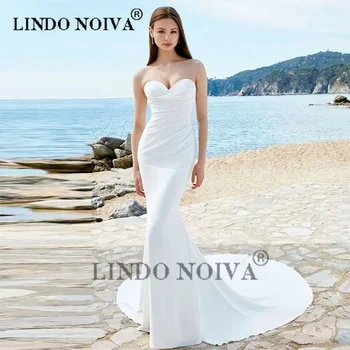 LINDO Sweetheart, свадебные платья Русалки без рукавов, длина до пола, кружевное сексуальное свадебное платье с открытой спиной, Vestidos De Novia
