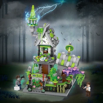 Строительный блок для Хэллоуина, игрушки-монстры, дом с привидениями, украшения, дом ведьмы, собранные из мелких частиц, подарки на Хэллоуин