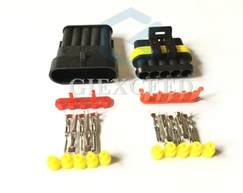2 комплекта 5-контактных 282089-1 282107-1 Superseal Автоматический штекер-розетка для автомобильного пластикового кабеля