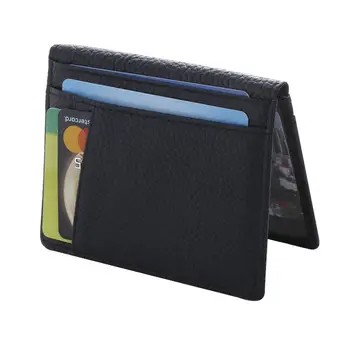 Мини-двойной чехол для удостоверения личности, кошелек из натуральной кожи, зажим для денег, тонкий кошелек, держатель для кредитных карт