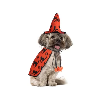 Костюм- Забавный плащ со шляпой ведьмы, костюмы для кошек и маленьких средних собак, одежда для Хэллоуина