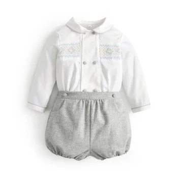 2023 Испанский Комплект Одежды Для Маленьких Мальчиков, Детские Белые Рубашки С воротником 