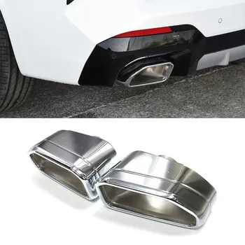 1 Пара Черно-серебристых автомобильных выхлопных труб с квадратным наконечником глушителя из нержавеющей стали 304 для BMW X3 X4 G01 2019 2020 Серии X