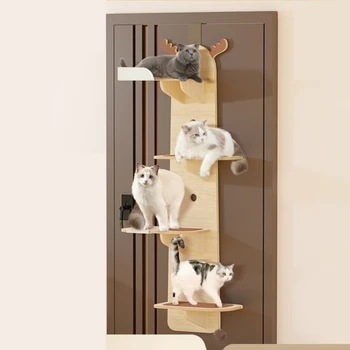 Крепление для лазания кошки на двери, доска для кошачьих когтей, встроенная в стену, Подвесной стол для прыжков, Подвесные принадлежности для кошек на стене, крепление для лазания