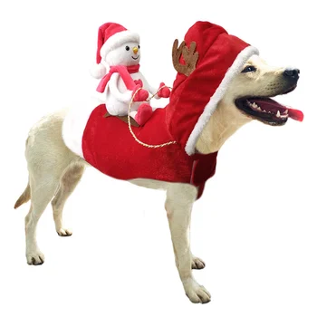 Рождественское Украшение Одежда Для Собак Интересный Санта Клаус Верхом На Олене Куртка Пальто Зимний Теплый Снеговик Верхом На Лошади Кошка Платье