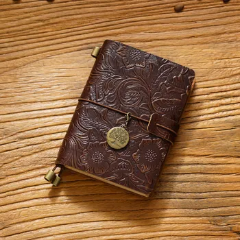 Оригинальный винтажный дорожный блокнот с резьбой из воловьей кожи, блокнот ручной работы, канцелярская книга, творческий дневник