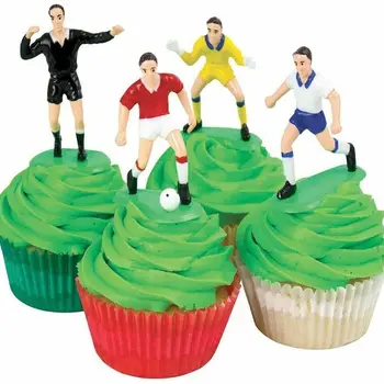 Набор из 9 фигурок футбольных топперов для праздничного торта и капкейков DIY Cake Toppers Забавные принадлежности для украшения торта