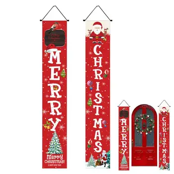 Рождественский приветственный знак на крыльце, Дверной баннер с Рождественским Снеговиком, Многоразовый Рождественский Приветственный знак на крыльце Для зимних помещений и