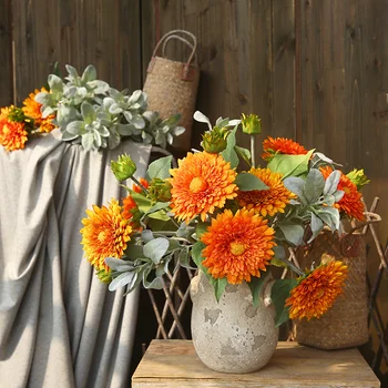 Искусственные цветы подсолнечника букет шелковый домашний стол офис Партии свадебный подарок к празднику осеннего урожая украсить дом