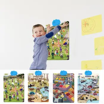 Развивающие игрушки, плакат с алфавитом, Обучающий Говорящий плакат с алфавитом, игрушка, Многоразовый Обучающий плакат, Интерактивная диаграмма для детей