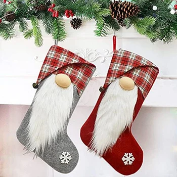 Рождественские чулки, набор из 2-х, вязаные рождественские чулки для взрослых, Рождественские чулки, подарочный пакет, носки, украшения