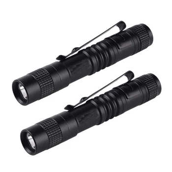 2X карманных фонарика-ручки, супер Маленькая мини-светодиодная лампа AAA XPE-R3, зажим для ремня, карманный фонарик с кобурой