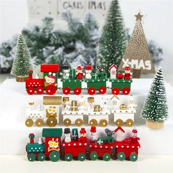 2020 Игрушечный поезд Маленький Поезд Санта Деревянный Орнамент Автомобильные игрушки Рождественский подарок Малышу Подарки для детей Декор Рождественского стола Ноэль Навидад
