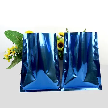 100 шт./лот, синие вакуумные пакеты для хранения продуктов, алюминиевая простая вакуумная сумка для хранения, Термосвариваемая алюминиевая сумка с печатью на заказ