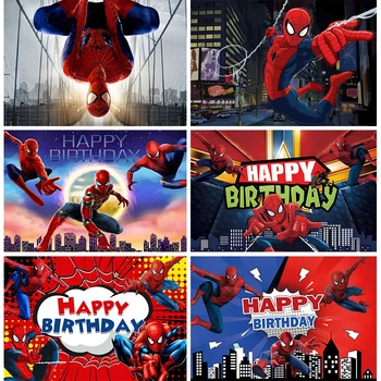 Фон с Человеком-пауком, баннер с изображением Человека-паука на день рождения, для детской вечеринки, фон для фотосъемки супергероев, Реквизит для детской фотосъемки 