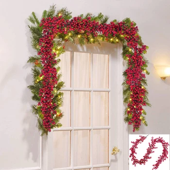 Рождественская гирлянда из красных ягод, искусственные ягоды бордового цвета для украшения рождественской елки, поделки, свадьба, Рождество, Праздничный декор для дома