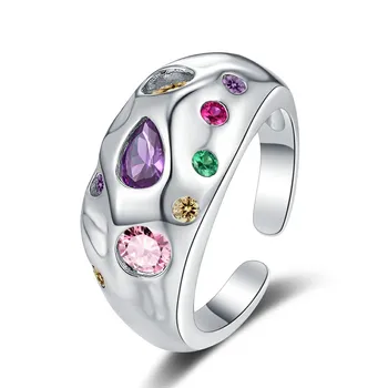 SYJ Красочное кольцо с цирконом для женщин из Европы и Америки Минималистичный и роскошный дизайн открытых колец Sytle
