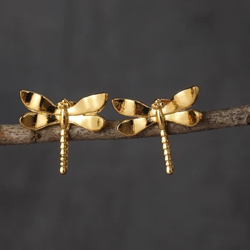 Модные серьги-крючки в виде стрекозы, простые классные украшения, золотые, серебряные Металлические Крылья, серьги в виде животных для женщин и девочек
