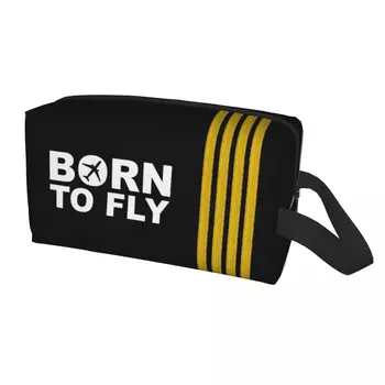 Born To Fly Captain Stripes Flight Pilot Сумка для туалетных принадлежностей Авиационный Авиатор для макияжа в самолете Косметичка для хранения косметики для дам Чехол для набора Dopp