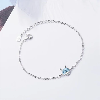 Sole Memory Милая Мини-улитка с синим цирконием, Милые браслеты серебристого цвета с возможностью изменения размера SBR187 для женщин