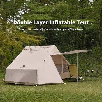 Двойная Надувная Палатка для кемпинга на открытом воздухе Портативная Складная Ветрозащитная Непромокаемая Утолщенная Палатка Туристическое Снаряжение