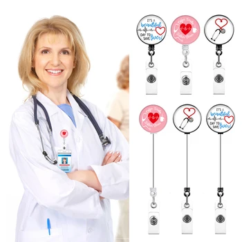 Креативный зажим для значка Love Stethoscope Расширительная пряжка, легкая выдвижная пряжка, расширительная пряжка для медсестры, Многофункциональные канцелярские принадлежности