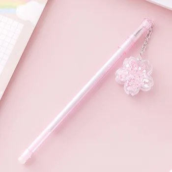Милая Розовая Подвесная Ручка с Цветочным Нейтральным Карандашом Мультяшные Гелевые Ручки Для Начальной Школы Студенческие Канцелярские Принадлежности