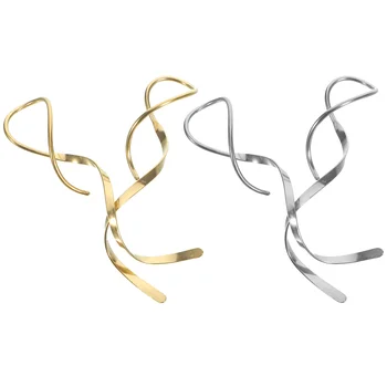 2 пары скрученных спиральных сережек-гвоздиков В форме спирали, Женские украшения для ушей