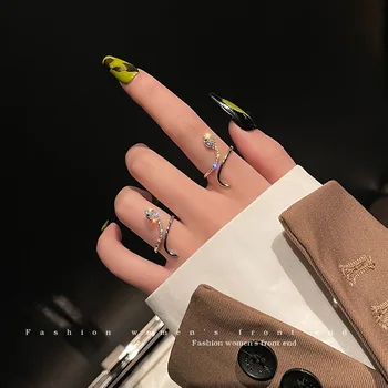 Ювелирные изделия, бриллиантовое кольцо в виде змеи с микро-инкрустацией из циркона, женское кольцо с регулируемым отверстием, высококачественное кольцо на указательный палец
