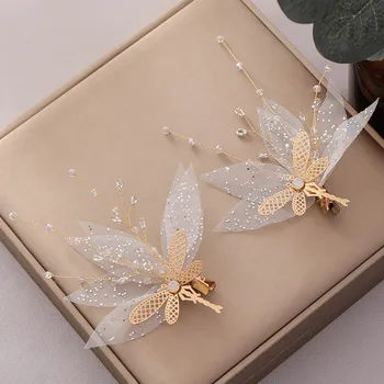 1 пара заколок для волос с бабочками и бриллиантами, подходящих для свадебных вечеринок