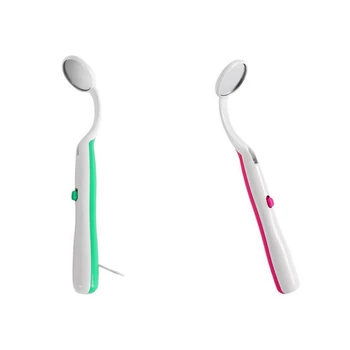 2 предмета со светодиодной подсветкой для зубов, стоматологическое зеркало для полости рта, инструмент для ухода за зубами с подсветкой, зеленый и розовый