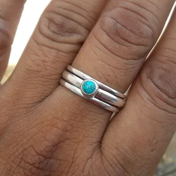 Винтажные серебряные кольца с инкрустацией из синего камня для женщин, Богемное Этническое кольцо из смолы с синим камнем, вечерние Ювелирные изделия, подарки