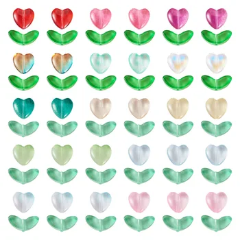 78шт Разноцветных бусин в виде листьев сердца Прозрачные Стеклянные Бусины Для изготовления ювелирных изделий DIY Браслет Серьги Аксессуары