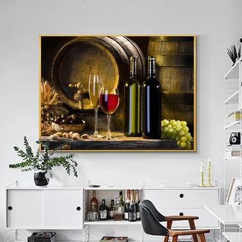 Виноградное вино Фото Современная настенная еда Арт Печать на холсте плакат Алкогольный напиток Nosh Картина для кухни столовой Домашнего декора Cuadros
