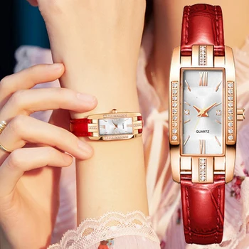 Новые Роскошные Часы Женские Квадратные Наручные Часы Кожаные Модные Часы Женские Кварцевые Часы Подарок Montre Femme Reloj De Mujer
