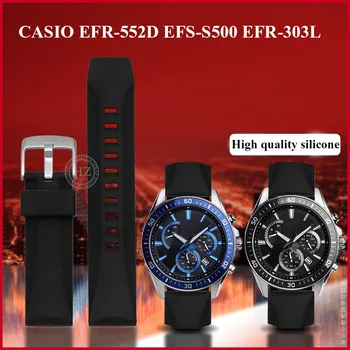 Casio Мягкий Силиконовый Фтороэластомерный Ремешок Для Часов 22 мм Casio EFR-552D EFR-303L EQB-501 EFS-S500, Водонепроницаемый Резиновый Ремешок, Браслет