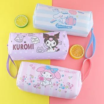 Пенал Sanrio Cinnamoroll Hello Kitty Kuromi Melody Канцелярская сумка PU Водонепроницаемая сумка для карандашей Студенческие канцелярские принадлежности для карандашей
