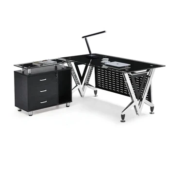 Новый дизайн Современный Офисный стол Из Черного стекла Boss Ceo Исполнительный стол 1800*800*750 мм
