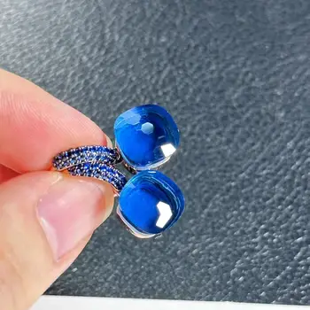 Классические серьги с кристаллами Nudo диаметром 10,6 мм, инкрустация синим цирконом, серьги с королевским синим топазом, модные украшения, подарок для женщин