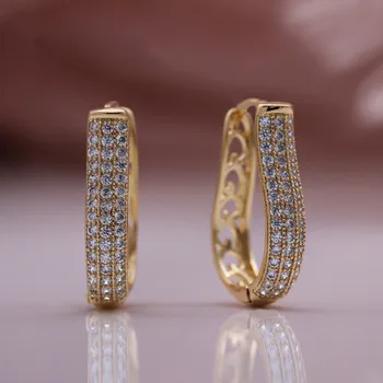 Модные серьги-кольца U-образной формы Huitan для женщин, сверкающие CZ, роскошные свадебные серьги из золота, модные украшения для свадебной вечеринки