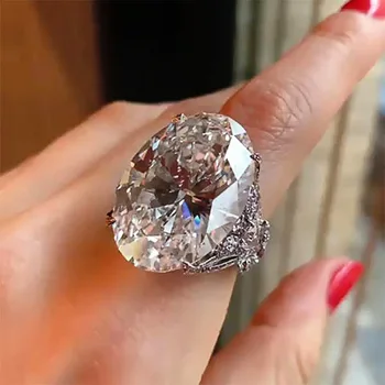 Роскошные блестящие кольца с крупными бриллиантами из Гусиного яйца для женщин Модный дизайн Обручальное кольцо на палец Ювелирные изделия Аксессуары для вечеринок Подарки
