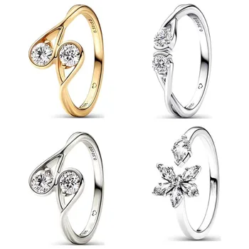 2023 Новейшее кольцо-капелька из стерлингового серебра 925 пробы в виде снежинки и золота для женской моды, высококачественные ювелирные изделия своими руками