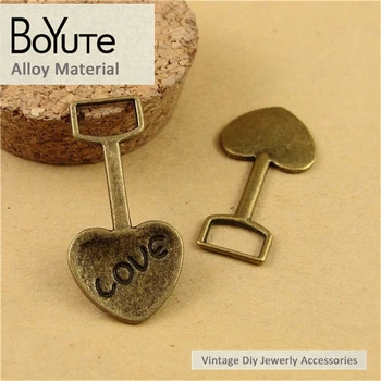 BoYuTe (60 шт./лот) 36*17,5 мм, покрытый античной бронзой, в форме сердца, в форме лопаты, подвеска в виде любви, подвески для изготовления ювелирных изделий, аксессуары 