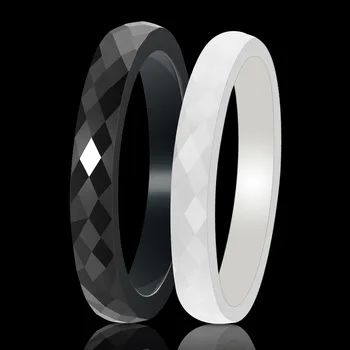 Керамическое черно-белое кольцо 2024 года с фигурной гладкой поверхностью шириной 3 мм, простое и универсальное