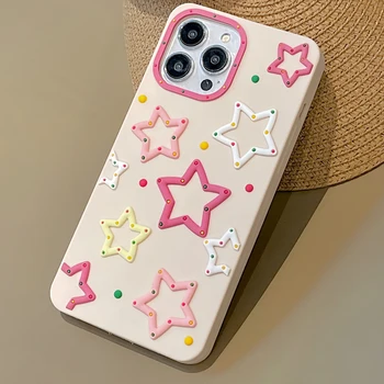 3D чехол для телефона Cute Stars для iPhone 14 13 12 11 Pro Max, прекрасный мягкий резиновый силиконовый противоударный защитный чехол, чехлы-вкладыши