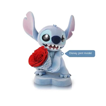 Подарочная коробка Disney Stitch18cm Eternal Flower Rose для подарка подруге на День рождения, украшение ручной работы, подарок на День Святого Валентина