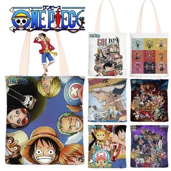 Цельная холщовая сумка Luffy, женская сумка-тоут, модная повседневная сумка, школьный рюкзак большой емкости, многоразовая сумка для покупок