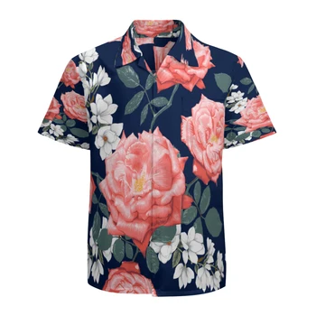 Мужская гавайская рубашка С коротким рукавом, повседневные пляжные рубашки на пуговицах с цветочным принтом и карманом, быстросохнущие дышащие